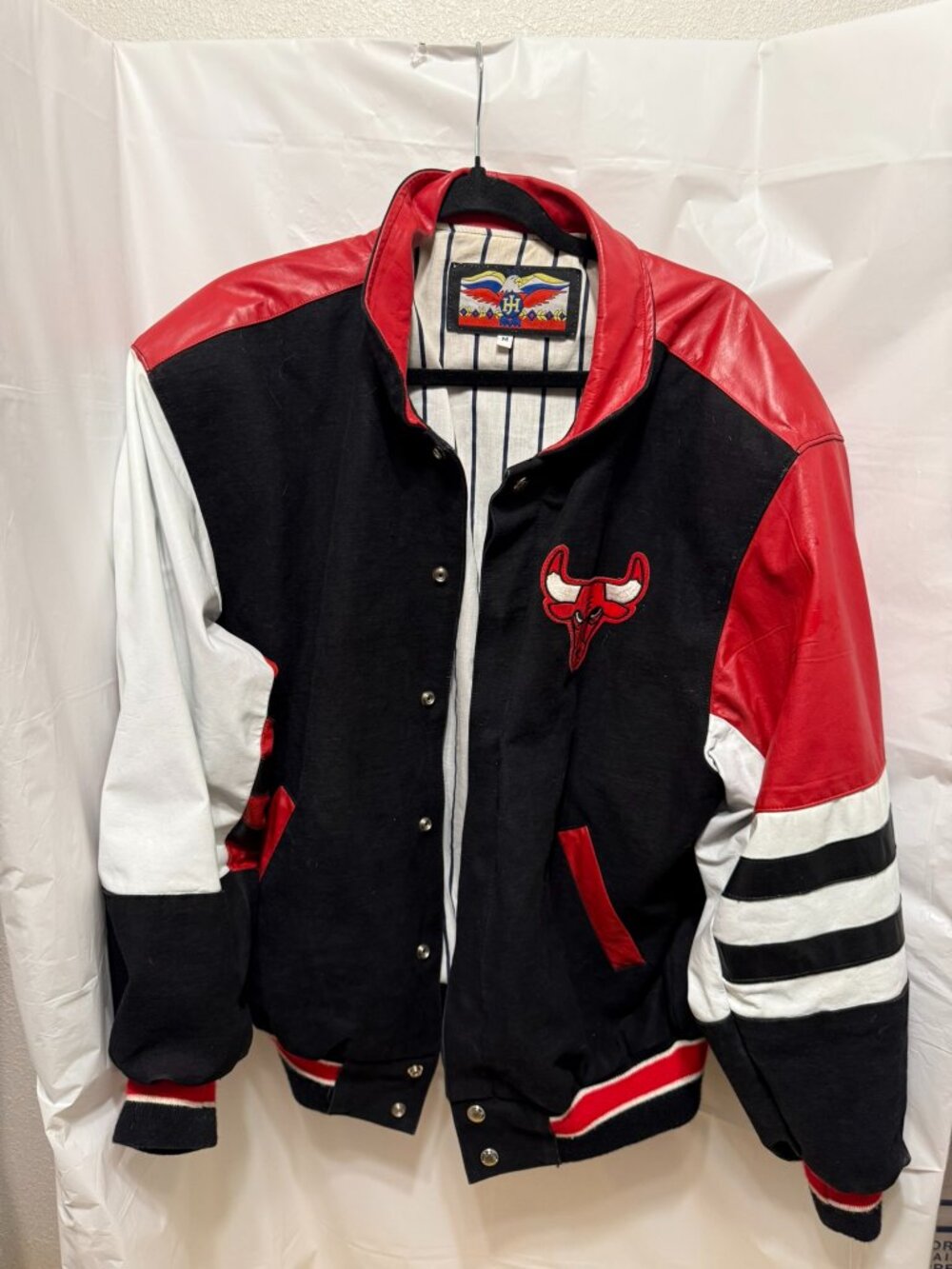 Vintage Jeff Hamilton Chicago Bulls Leather Varsity Jacket Mens Medium 90s NBA
